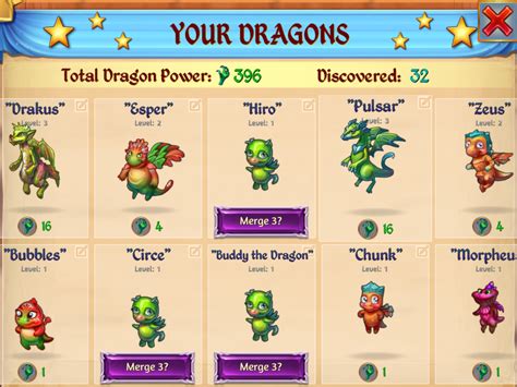 merge dragons levels list